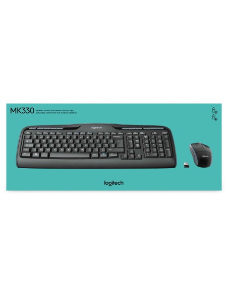 Logitech Wireless Combo MK330 tastiera Mouse incluso USB QWERTY US International Nero