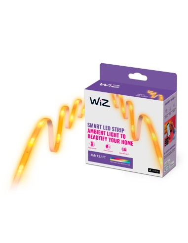 WiZ Striscia LED WiFi, Luce Bianca o Colorata Dimmerabile, 4 M, 11W, Alimentatore Incluso, Tecnologia SpaceSense, Controllo