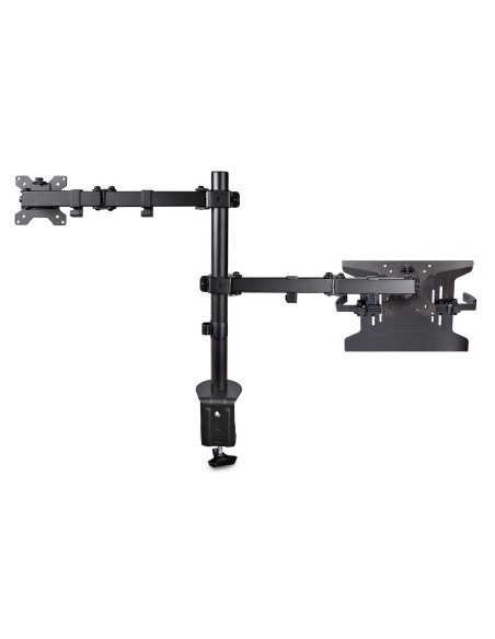 StarTech.com Braccio Monitor da Scrivania con Ripiano VESA Ventilato per Laptop (4.5kg) e Display fino a 32" (8kg), Nero,