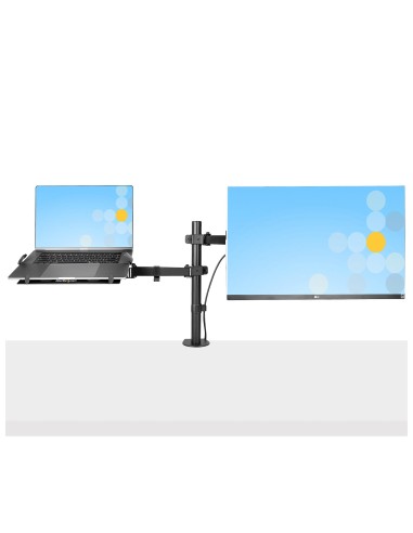 StarTech.com Braccio Monitor da Scrivania con Ripiano VESA Ventilato per Laptop (4.5kg) e Display fino a 32" (8kg), Nero,