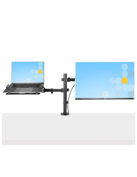 StarTech.com Braccio Monitor da Scrivania con Ripiano VESA Ventilato per Laptop (4.5kg) e Display fino a 32" (8kg), Nero,