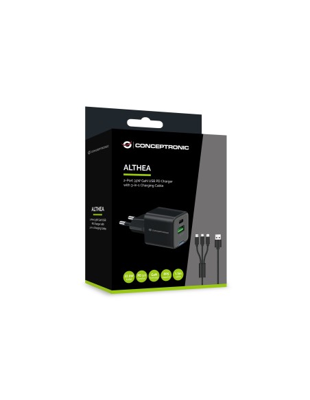Conceptronic ALTHEA16B Caricabatterie per dispositivi mobili Universale Nero AC Ricarica rapida Interno