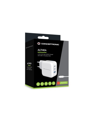 Conceptronic ALTHEA17W Caricabatterie per dispositivi mobili Universale Bianco AC Ricarica rapida Interno