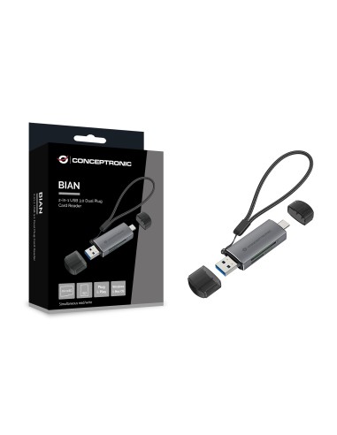Conceptronic BIAN05G lettore di schede USB 3.2 Gen 1 (3.1 Gen 1) Type-A Type-C Grigio