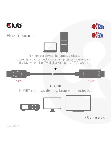 CLUB3D CAC-1087 cavo e adattatore video 3 m DisplayPort HDMI Nero
