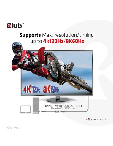 CLUB3D CAC-1088 cavo e adattatore video 0,21 m DisplayPort HDMI Nero
