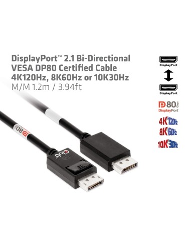 CLUB3D CAC-1091 cavo DisplayPort 1,2 m Nero