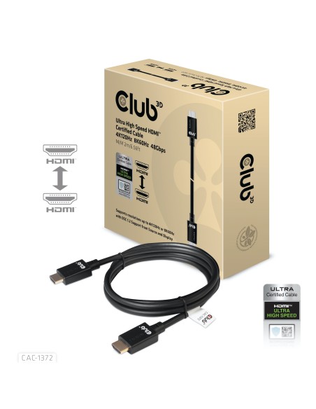CLUB3D Ultra High Speed HDMI 4K120Hz, 8K60Hz Certified Cable 48Gbps M M 2 m   6.56 ft