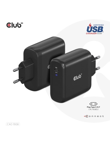 CLUB3D CAC-1908 Caricabatterie per dispositivi mobili Comandi di gaming, Computer portatile, Telefono cellulare, Computer