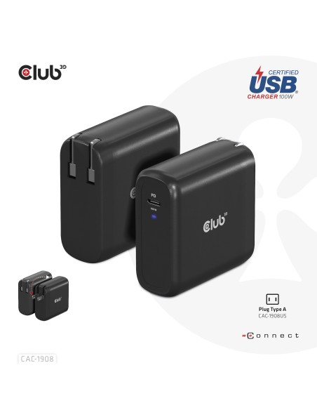 CLUB3D CAC-1908 Caricabatterie per dispositivi mobili Comandi di gaming, Computer portatile, Telefono cellulare, Computer