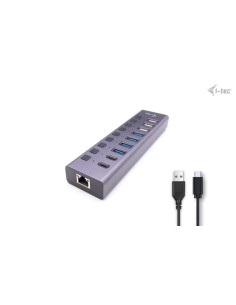 i-tec USB-A USB-C Charging HUB 9port with LAN + Power Adapter 60 W 2