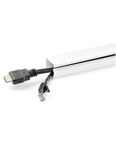 StarTech.com Canalina per la gestione dei cavi solida con nastro adesivo e coperchio, 29 mm P x 20mm H - 1,8m L , canaletta in