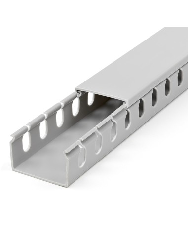 StarTech.com Canalina di cablaggio cavi scanalata con coperchio, 38mm P x 25mm H - 2m L - 8mm, canalina passacavi in PVC per