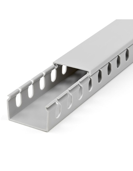 StarTech.com Canalina di cablaggio cavi scanalata con coperchio, 38mm P x 25mm H - 2m L - 8mm, canalina passacavi in PVC per