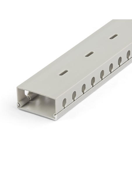 StarTech.com Canalina di cablaggio cavi scanalata con coperchio, 50mm P x 25mm H - 2m L - 8mm, canalina passacavi in PVC per