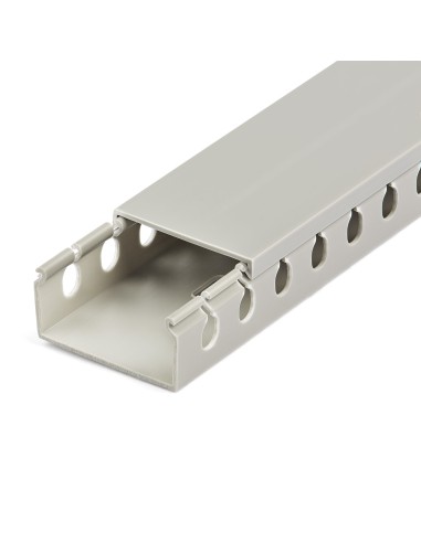 StarTech.com Canalina di cablaggio cavi scanalata con coperchio, 50mm P x 25mm H - 2m L - 8mm, canalina passacavi in PVC per