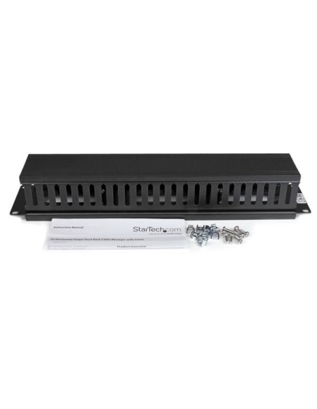 StarTech.com Pannello Gestione Cavi Orizzontale per armadi rack 2U con canalina passacavi a denti e copertura