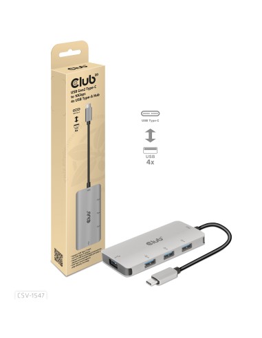 CLUB3D CSV-1547 hub di interfaccia USB 3.2 Gen 2 (3.1 Gen 2) Type-C 10000 Mbit s Nero, Argento
