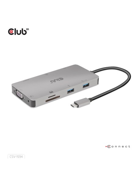 CLUB3D CSV-1594 replicatore di porte e docking station per laptop USB 3.2 Gen 1 (3.1 Gen 1) Type-C Nero, Grigio