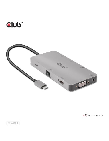 CLUB3D CSV-1594 replicatore di porte e docking station per laptop USB 3.2 Gen 1 (3.1 Gen 1) Type-C Nero, Grigio