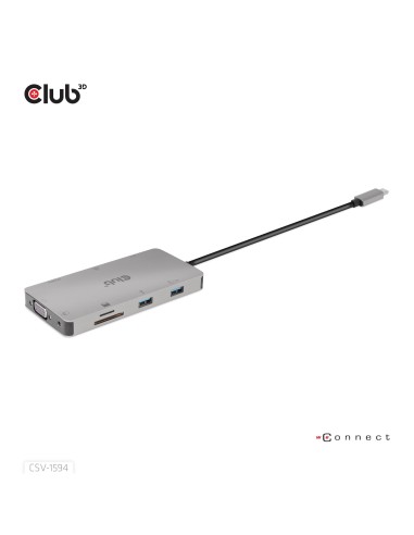 CLUB3D CSV-1594 replicatore di porte e docking station per laptop USB 3.2 Gen 1 (3.1 Gen 1) Type-C Nero, Grigio