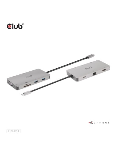 CLUB3D CSV-1594 replicatore di porte e docking station per laptop USB 3.2 Gen 1 (3.1 Gen 1) Type-C Nero, Grigio
