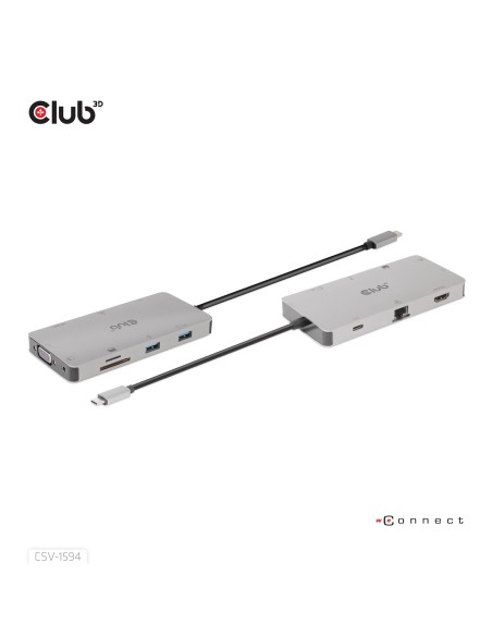 CLUB3D CSV-1594 replicatore di porte e docking station per laptop USB 3.2 Gen 1 (3.1 Gen 1) Type-C Nero, Grigio