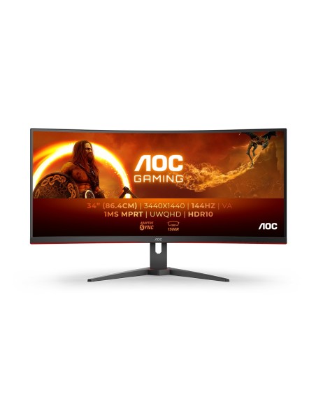 AOC G2 CU34G2XE BK Monitor PC 86,4 cm (34") 3440 x 1440 Pixel Nero, Rosso
