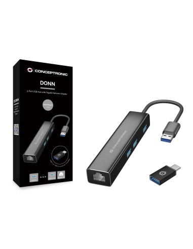 Conceptronic DONN07BA replicatore di porte e docking station per laptop USB 3.2 Gen 1 (3.1 Gen 1) Type-A Nero