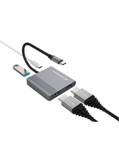 Conceptronic DONN13G replicatore di porte e docking station per laptop Cablato USB 3.2 Gen 1 (3.1 Gen 1) Type-C Grigio