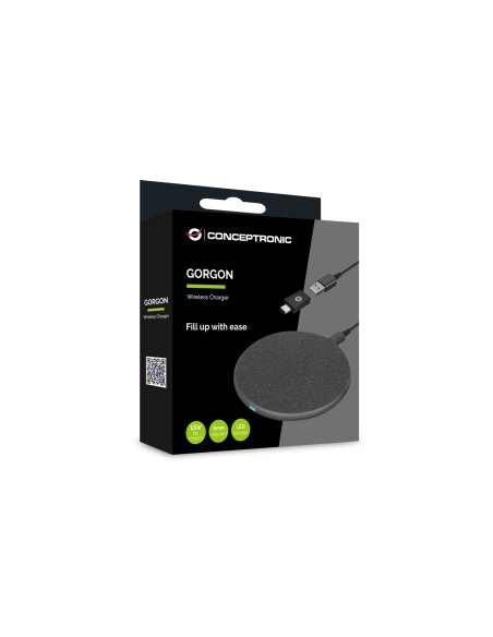 Conceptronic GORGON03G Caricabatterie per dispositivi mobili Auricolare, Smartphone Grigio USB Carica wireless Ricarica rapida