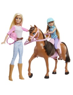 Barbie e Stacie Sorelle a Cavallo playset con cavallo e sella da 2, Con completi da equitazione, Giocattolo e regalo per