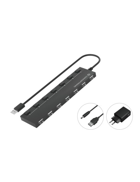 Conceptronic HUBBIES08BP hub di interfaccia USB 2.0 480 Mbit s Nero