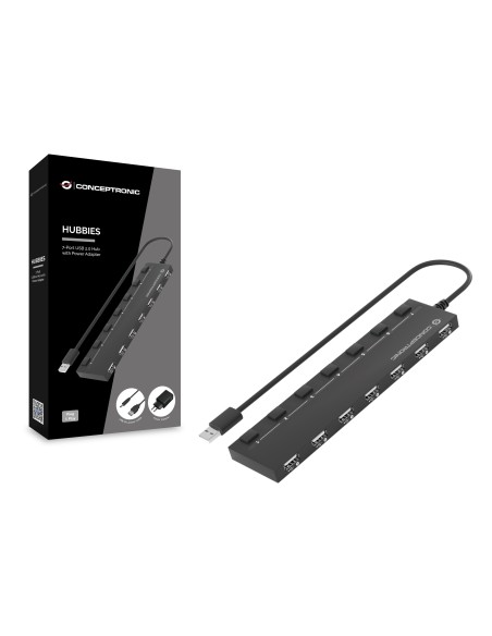 Conceptronic HUBBIES08BP hub di interfaccia USB 2.0 480 Mbit s Nero