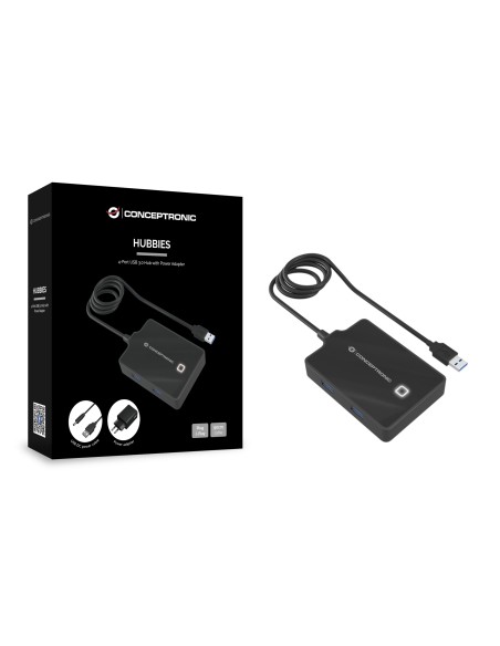 Conceptronic HUBBIES11BP replicatore di porte e docking station per laptop USB 3.2 Gen 1 (3.1 Gen 1) Type-A Nero