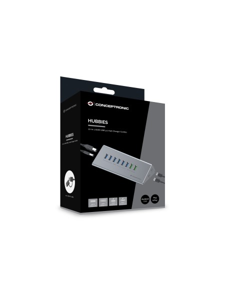 Conceptronic HUBBIES18G hub di interfaccia USB 3.2 Gen 1 (3.1 Gen 1) Type-B 5000 Mbit s Grigio