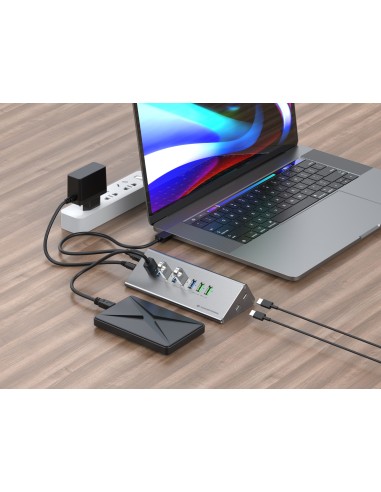 Conceptronic HUBBIES18G hub di interfaccia USB 3.2 Gen 1 (3.1 Gen 1) Type-B 5000 Mbit s Grigio
