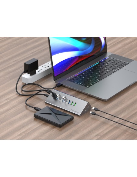 Conceptronic HUBBIES18G hub di interfaccia USB 3.2 Gen 1 (3.1 Gen 1) Type-B 5000 Mbit s Grigio