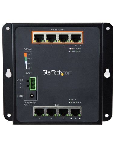 StarTech.com Switch industriale a 8 porte Gigabit PoE - 4 x PoE+ 30W - Power Over Ethernet - Switch gestito GbE Layer L2 in