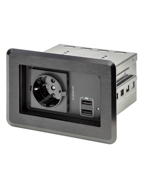 StarTech.com Scatola per presa di corrente singola per tavolo conferenze con 2 porte di ricarica USB