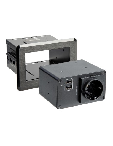 StarTech.com Scatola per presa di corrente singola per tavolo conferenze con 2 porte di ricarica USB