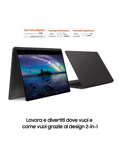 Samsung Galaxy Book2 360 Laptop, Processore Intel EVO i5 di dodicesima generazione, 13.3 Pollici, Windows 11 Home, 8GB RAM, SSD