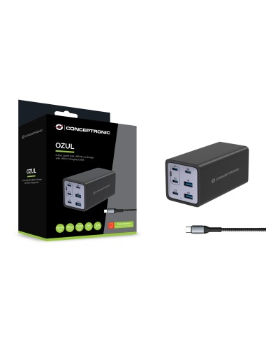 Conceptronic OZUL06BE Caricabatterie per dispositivi mobili Universale Nero AC Ricarica rapida Interno