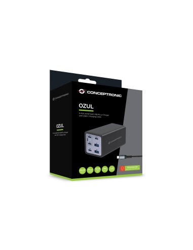 Conceptronic OZUL06BE Caricabatterie per dispositivi mobili Universale Nero AC Ricarica rapida Interno