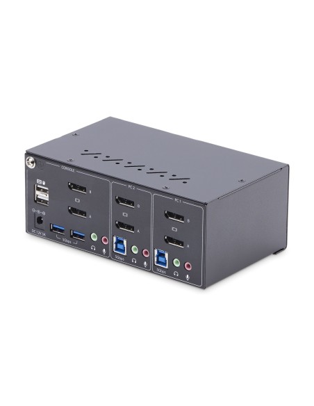 StarTech.com KVM Switch DisplayPort a 2 porte per doppio monitor DP, 4K 60Hz, 2 porte HID USB 2.0, Hub 2 porte USB 5Gbps,