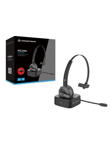 Conceptronic POLONA03BD cuffia e auricolare Wireless A Padiglione Ufficio Bluetooth Base di ricarica Nero