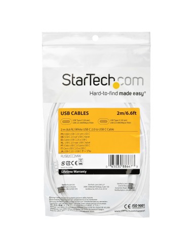 StarTech.com Cavo di Ricarica USB-C da 2m - Resistente Cavetto USB-C di Ricarica Veloce e Sync da USB 2.0 a USB Type C -