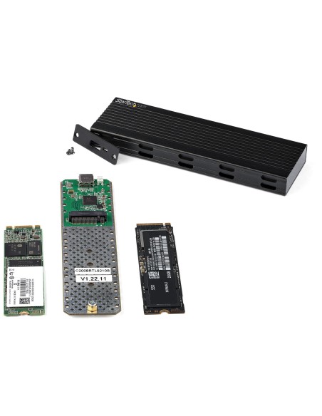 StarTech.com Enclosure USB-C a M.2 NVMe o M.2 SATA SSD 10Gbps - Case esterno portatile M.2 PCIe SATA NGFF SSD in alluminio -