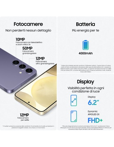 Samsung Galaxy S24 Smartphone AI, Display 6.2'' FHD+ Dynamic AMOLED 2X, Fotocamera 50MP, RAM 8GB, 128GB, 4.000 mAh, Onyx Black