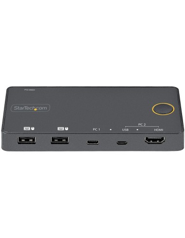 StarTech.com Switch KVM ibrido USB-A + HDMI e USB-C a 2 porte - Monitor singolo HDMI 2.0 4K 60Hz - Switch KVM compatto per